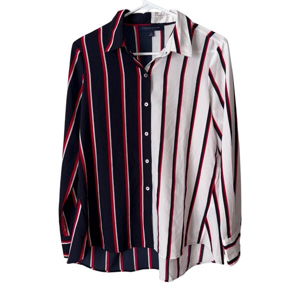 Tommy Hilfiger Tops - Tommy Hilfiger Womens Striped Button-Down Shirt S/P Polyester